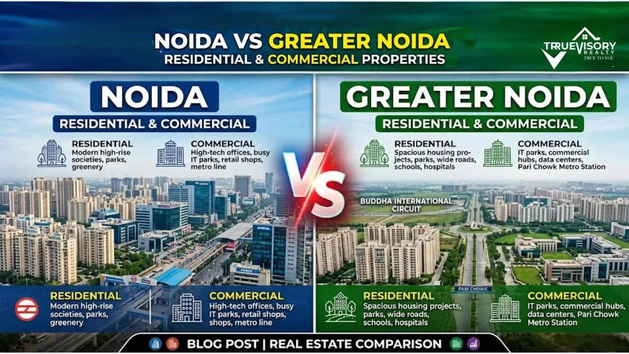 Noida vs Greater Noida residential & commercial properties