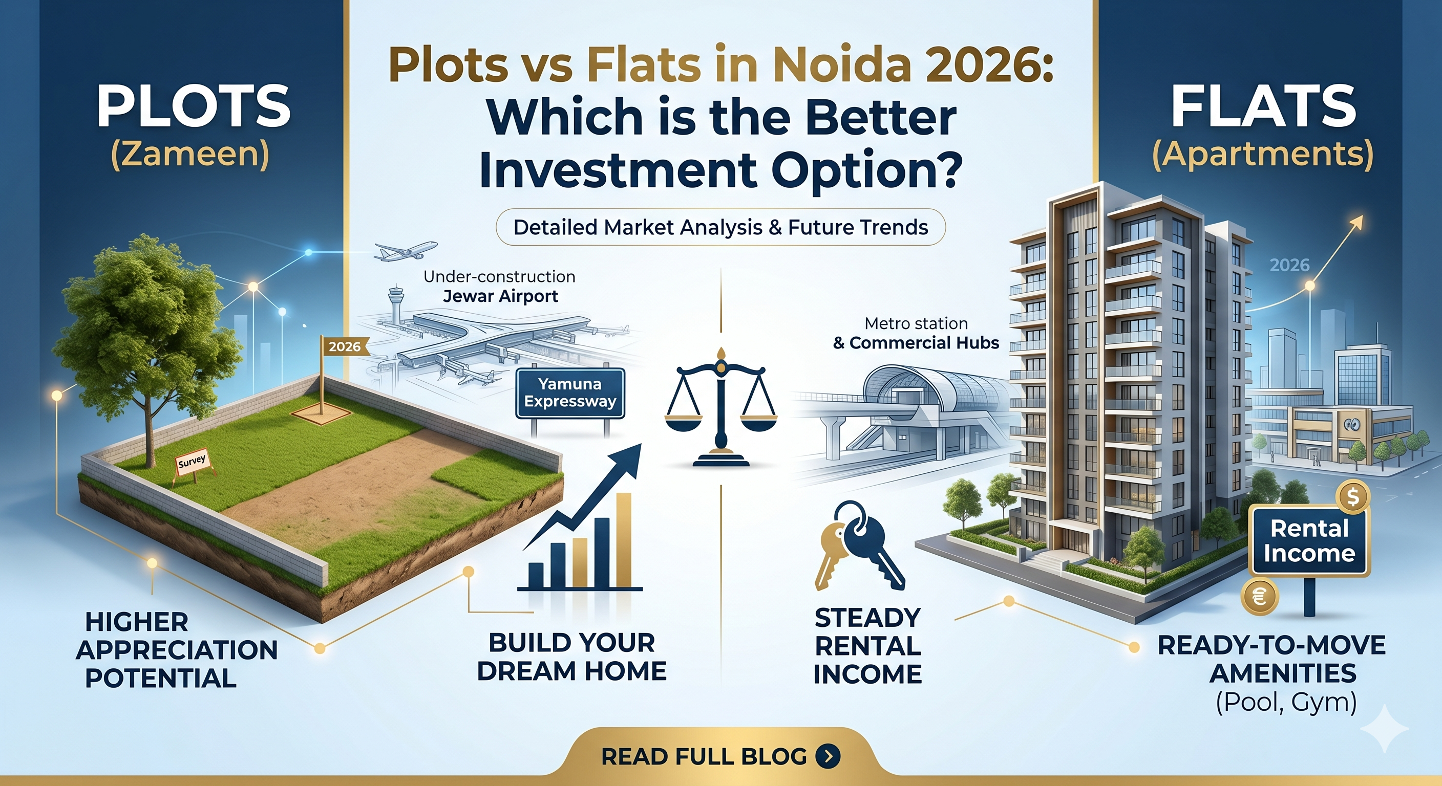 Plots vs Flats in Noida 2026 : Which is Better Investment.?